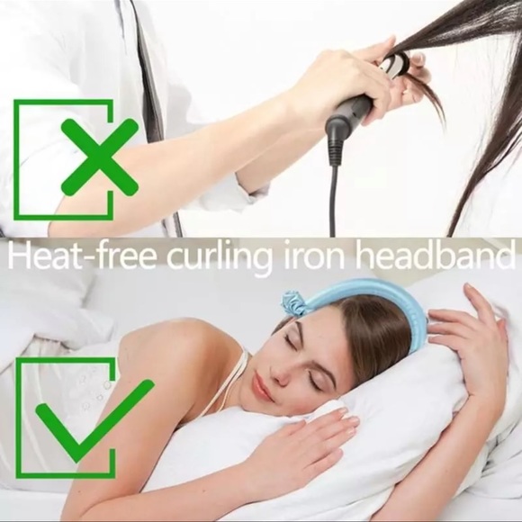 Hair curling heatless rod headband silk with 2 scrunchies wavy curly no damage - Picture 2 of 9